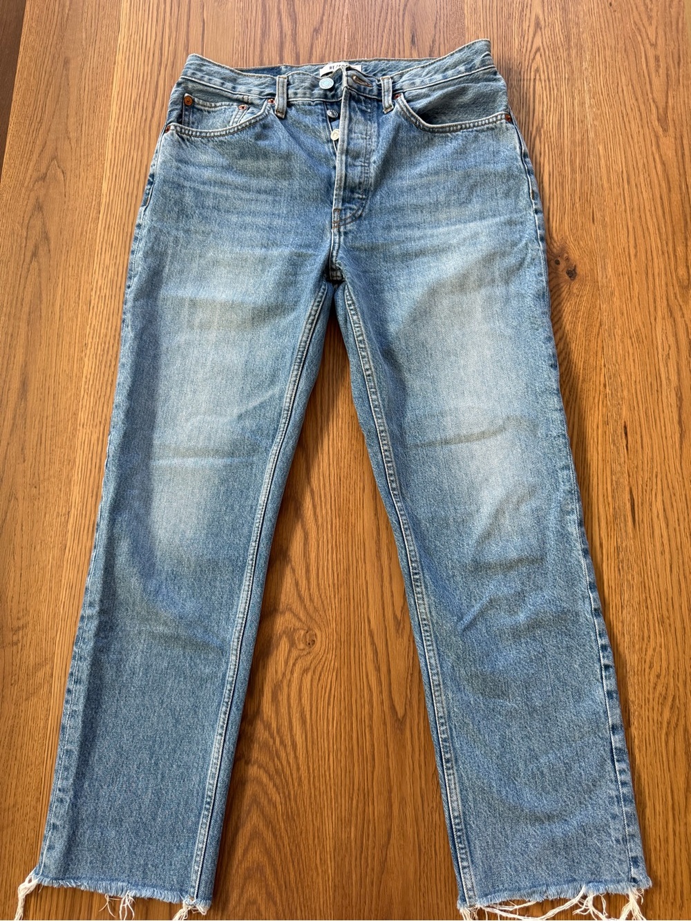 Re/Done High-Rise Light Blue Straight Jeans
